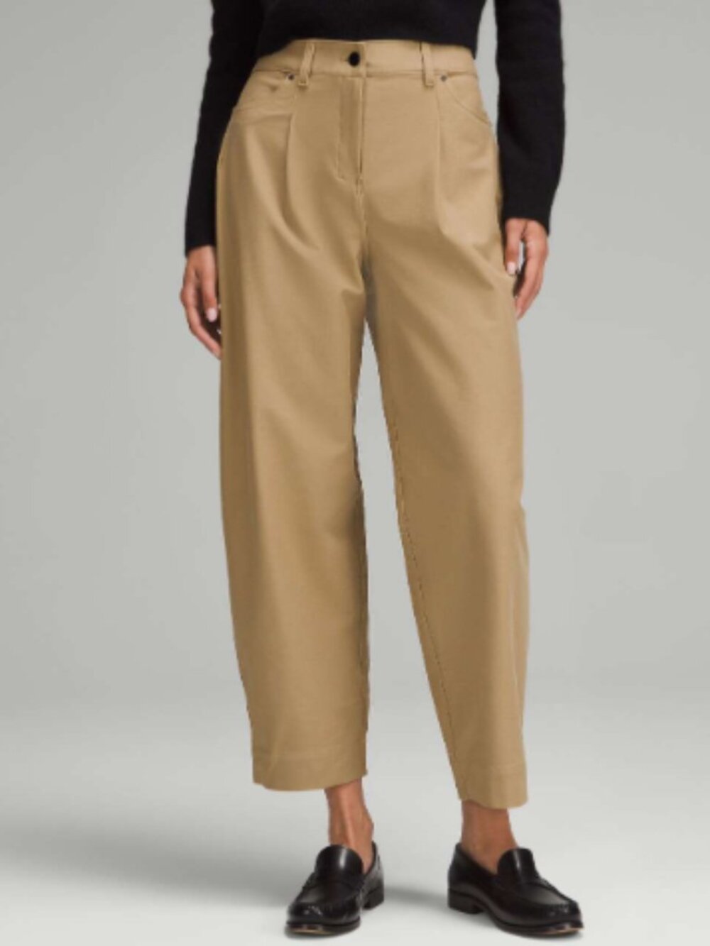 lululemon City Sleek Barrel Leg Mid-Rise Pants 27" Utilitech Tan Sz33